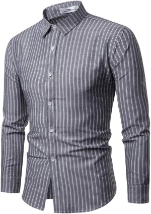 Dress Shirts for Men Spring Fashion 2025 Long Sleeve Button Down Vertical Striped Casual Business Office Work Shirts