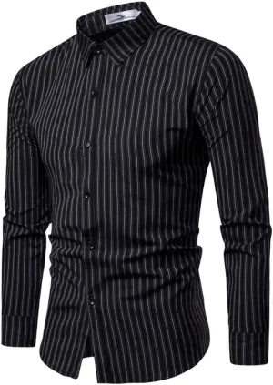 Dress Shirts for Men Spring Fashion 2025 Long Sleeve Button Down Vertical Striped Casual Business Office Work Shirts