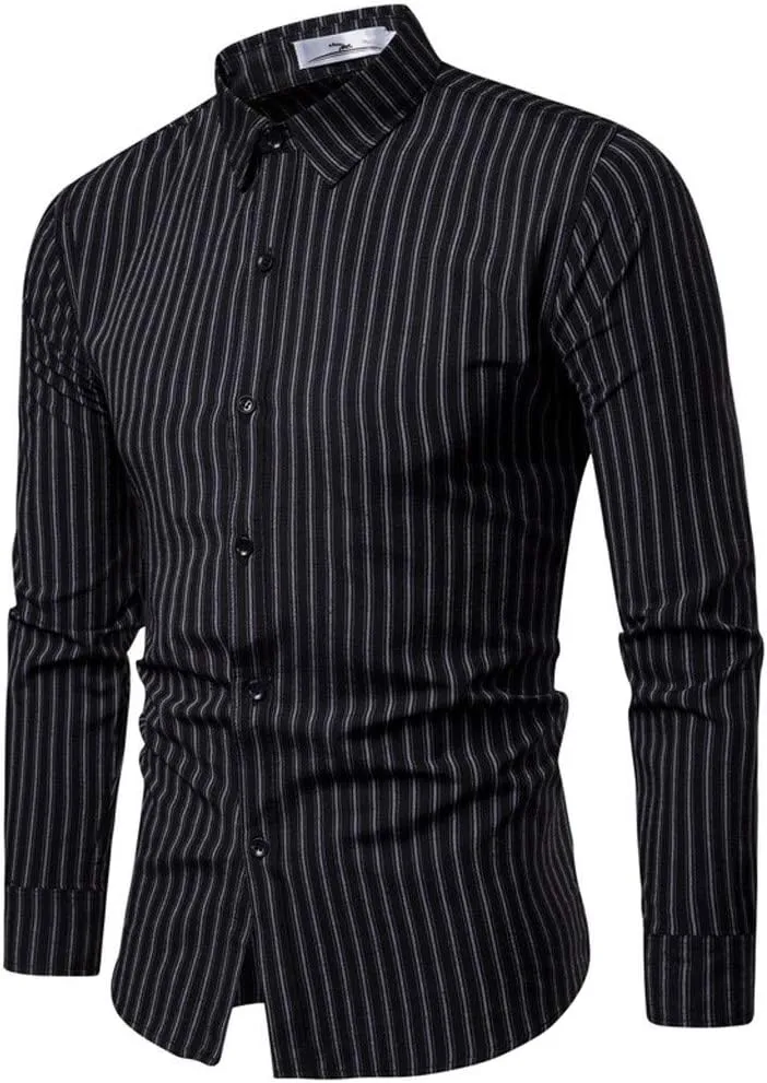 Dress Shirts for Men Spring Fashion 2025 Long Sleeve Button Down Vertical Striped Casual Business Office Work Shirts