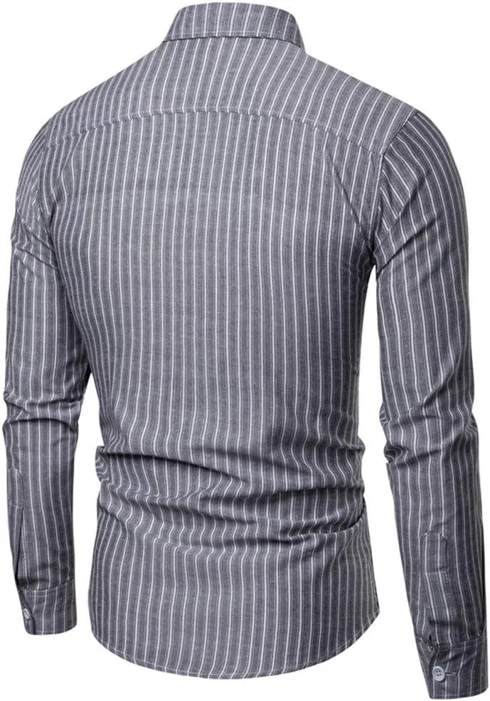 Dress Shirts for Men Spring Fashion 2025 Long Sleeve Button Down Vertical Striped Casual Business Office Work Shirts