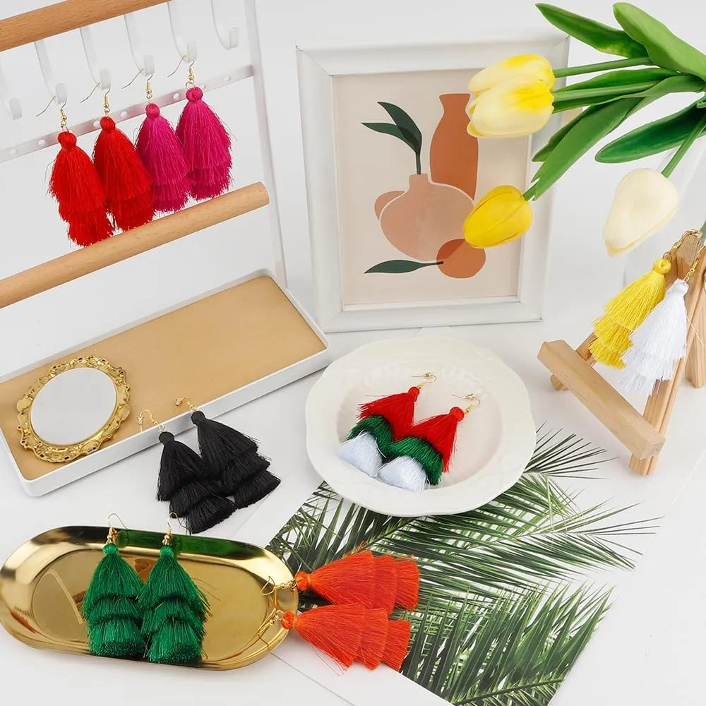 Earrings for Women Dangling, Layered Tassel Earrings Fringe Earrings Bohemian Studs Drop Earrings
