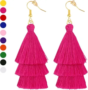 Earrings for Women Dangling, Layered Tassel Earrings Fringe Earrings Bohemian Studs Drop Earrings