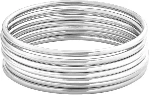 Edforce Stainless Steel Glossy Thin Round Bangle Bracelet Set for Women, Set of 7