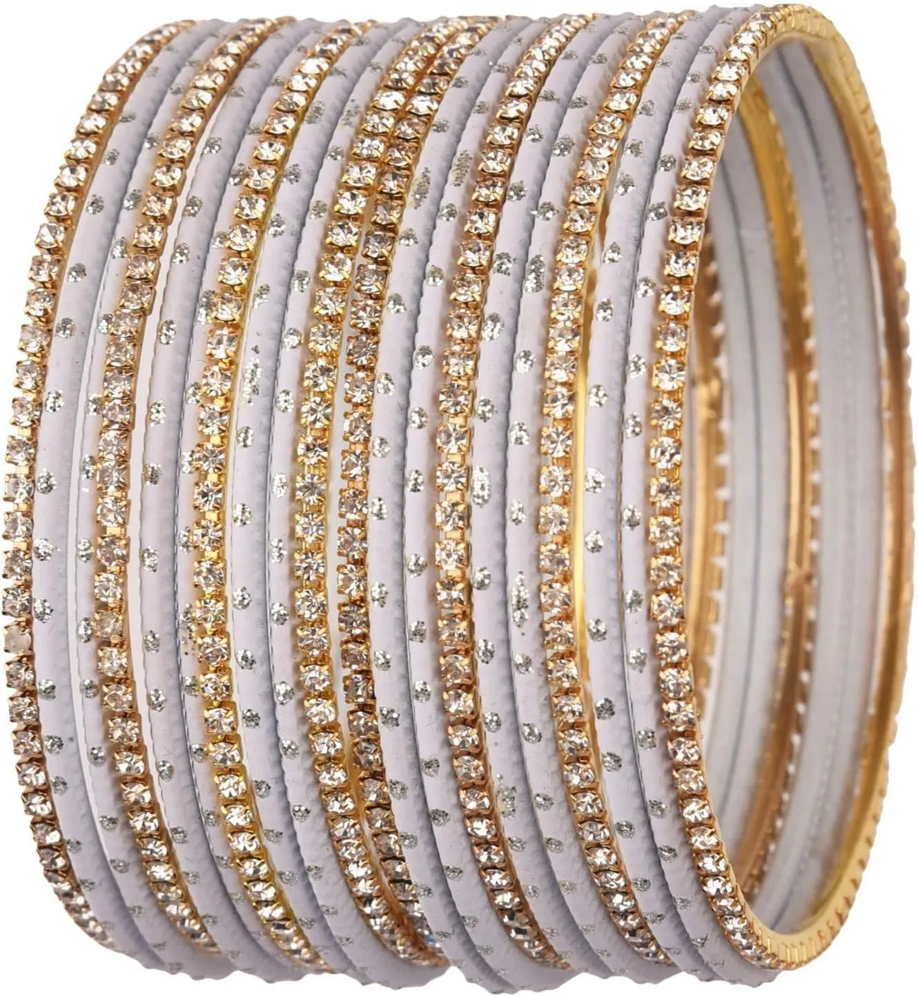 Efulgenz Indian Bangles for Women - Traditional CZ Rhinestone Plain Metal Bracelet Set - Jewelry