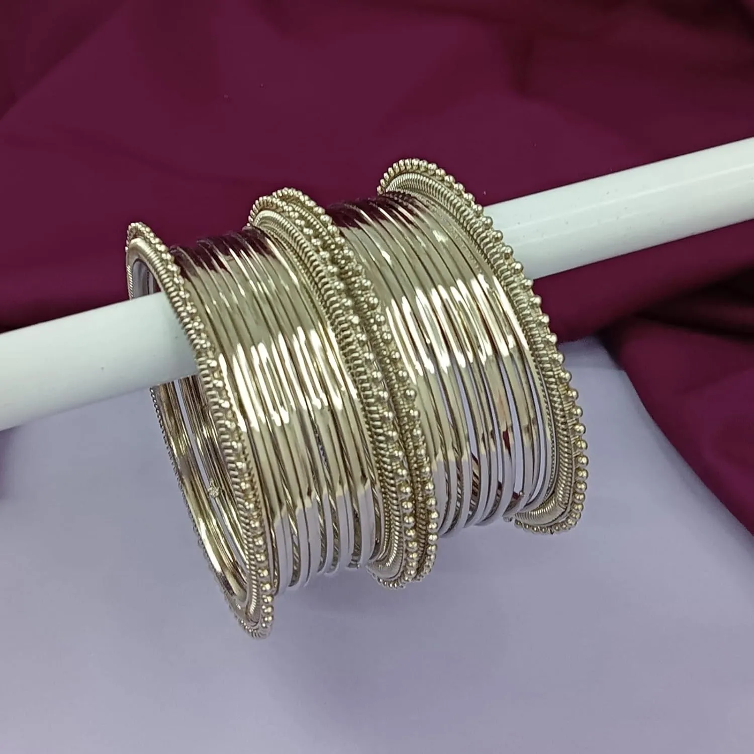 Efulgenz Indian Oxidized Bangle Bracelet Set for Women Plain Matte Metal Bangles Oxidized Jewelry Boho Bracelet Set Metal Beaded Bangles Fashion Statement Jewelry for Women
