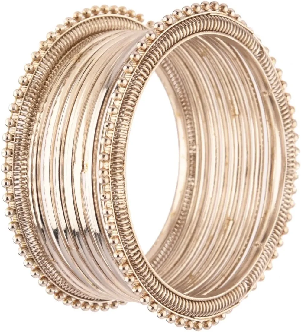Efulgenz Indian Oxidized Bangle Bracelet Set for Women Plain Matte Metal Bangles Oxidized Jewelry Boho Bracelet Set Metal Beaded Bangles Fashion Statement Jewelry for Women