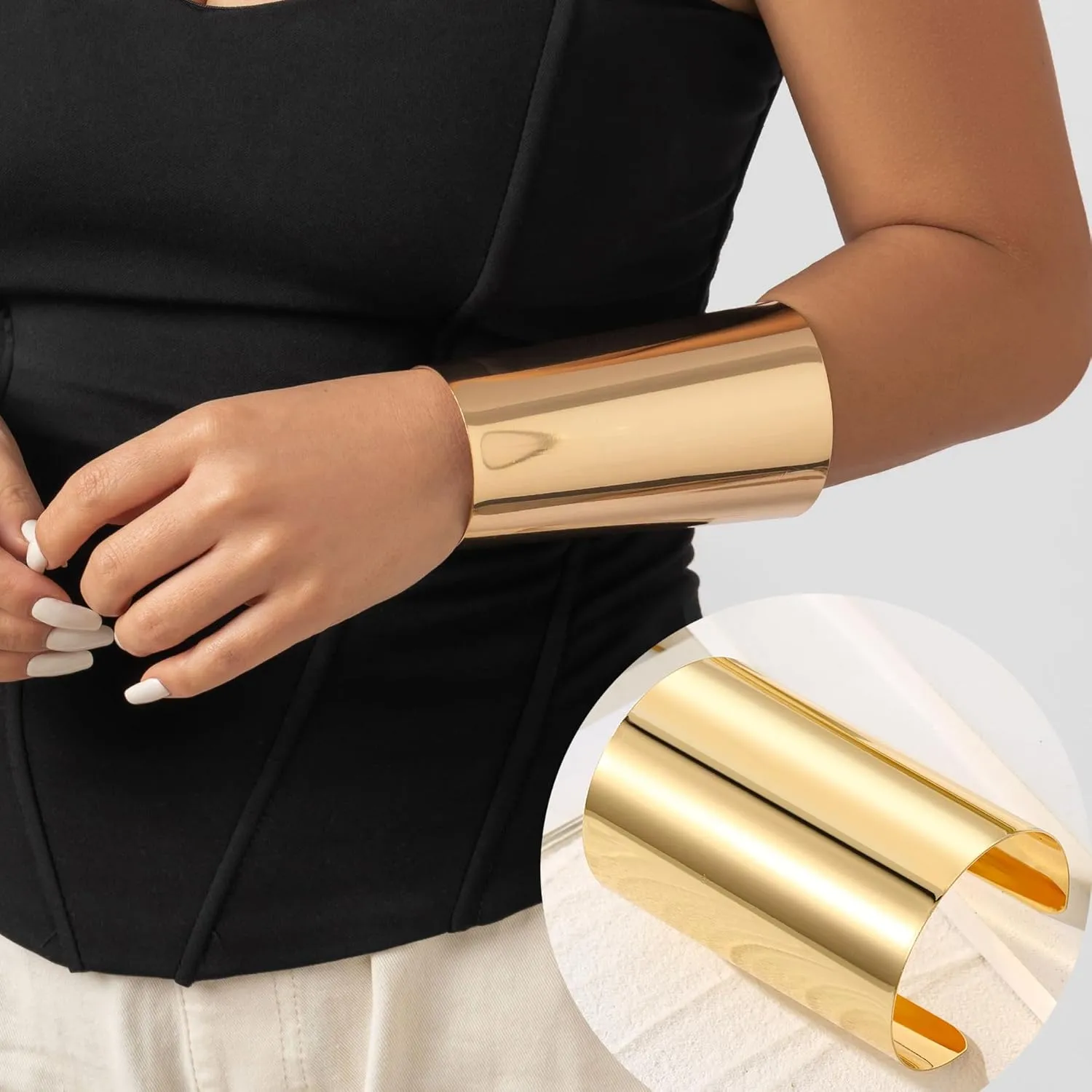 EIELO 2 Pcs Gold Cuff Bangle Bracelet for Women Open Wrist Cuff Wrap Bracelet