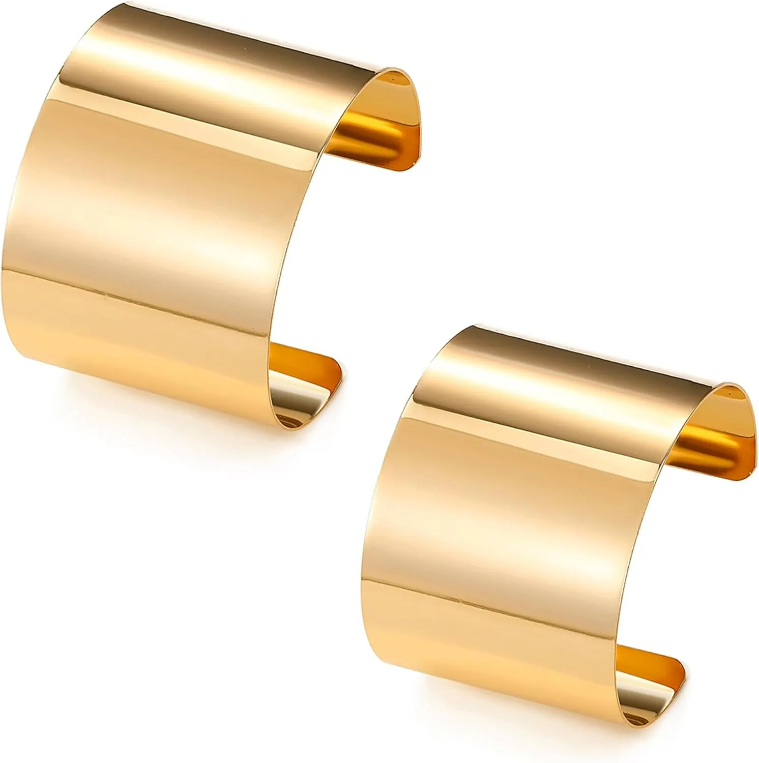 EIELO 2 Pcs Gold Cuff Bangle Bracelet for Women Open Wrist Cuff Wrap Bracelet