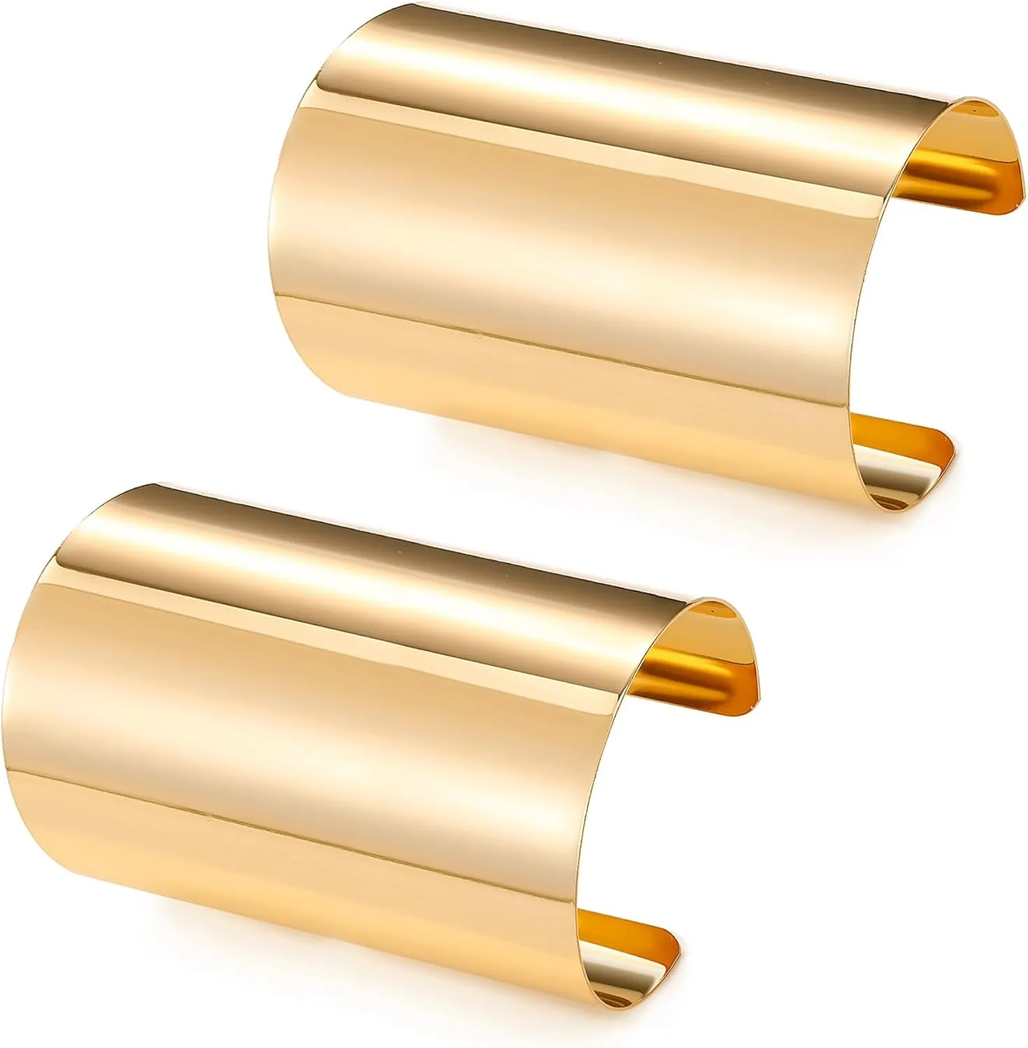EIELO 2 Pcs Gold Cuff Bangle Bracelet for Women Open Wrist Cuff Wrap Bracelet