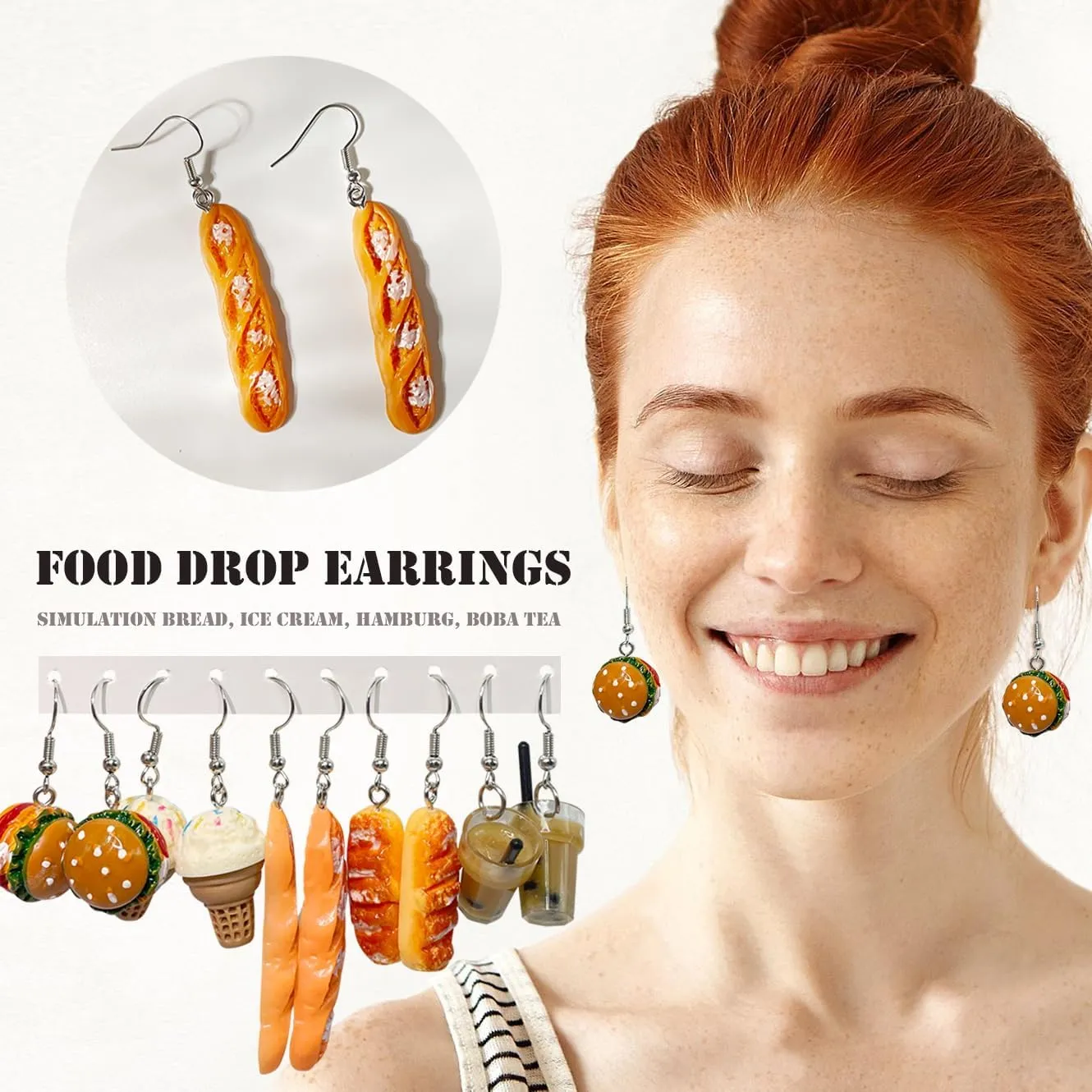 EIELO 30 Pairs Weird Cute Funny Earrings Gummy Bear Duck (Clip On) Drop Dangle Earrings for Women Aesthetic Earrings Food Animal Earrings Set