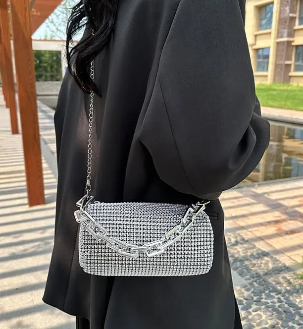 Elegant Diamond Chain Handbag Clutch Purse for Women Evening Bag Sparkly Handbags Crossbody Bag Prom for Wedding 2025