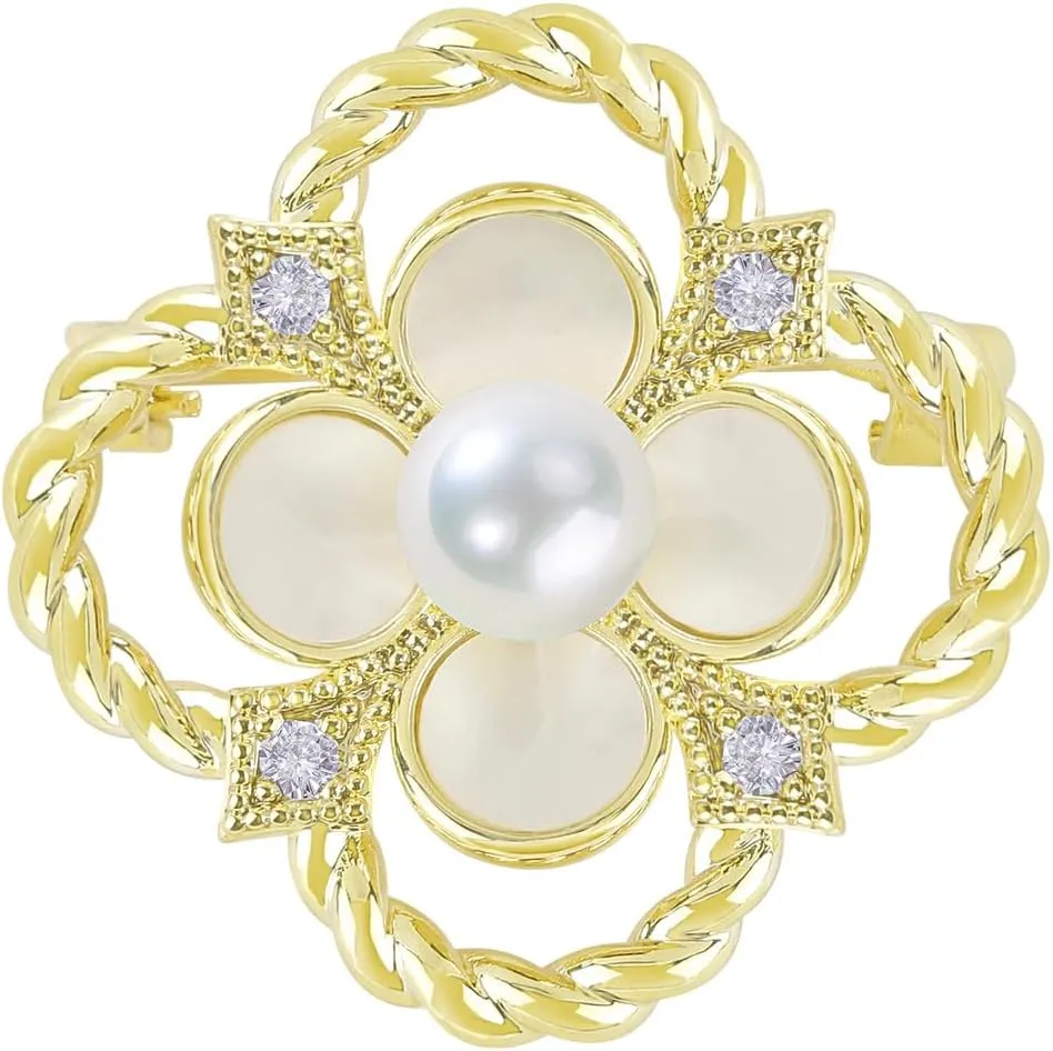 Elegant Natural Shells Flower Designer Brooch Pins Broches, Safety Brooch Pins, Costume Jewelry For Women, Enamel Pins for Clothing Backpack Hat Decoration, Valentine's Day Birthday Gifts for Women