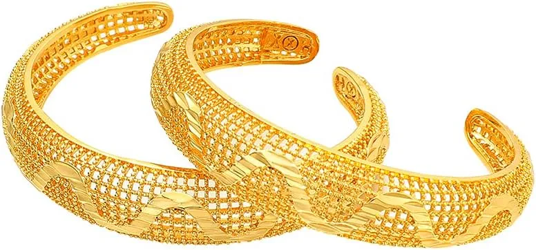 Ethlyn 2pcs/lot 18K Gold Plated Girls Cuff Bracelets Birthday Gift for children