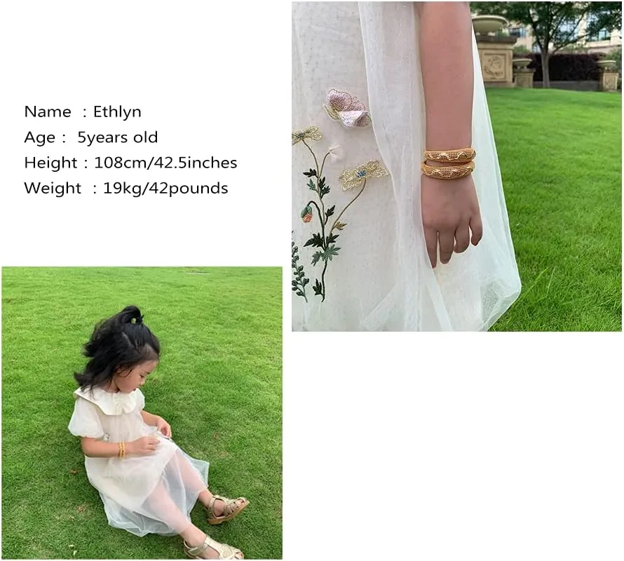Ethlyn 2pcs/lot 18K Gold Plated Girls Cuff Bracelets Birthday Gift for children