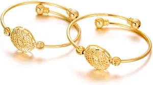 Ethlyn 2Pcs/Lot Christmas Jewelry Gifts18K Gold Plated Girls Teenagers Bracelet Bangle for granddaughter