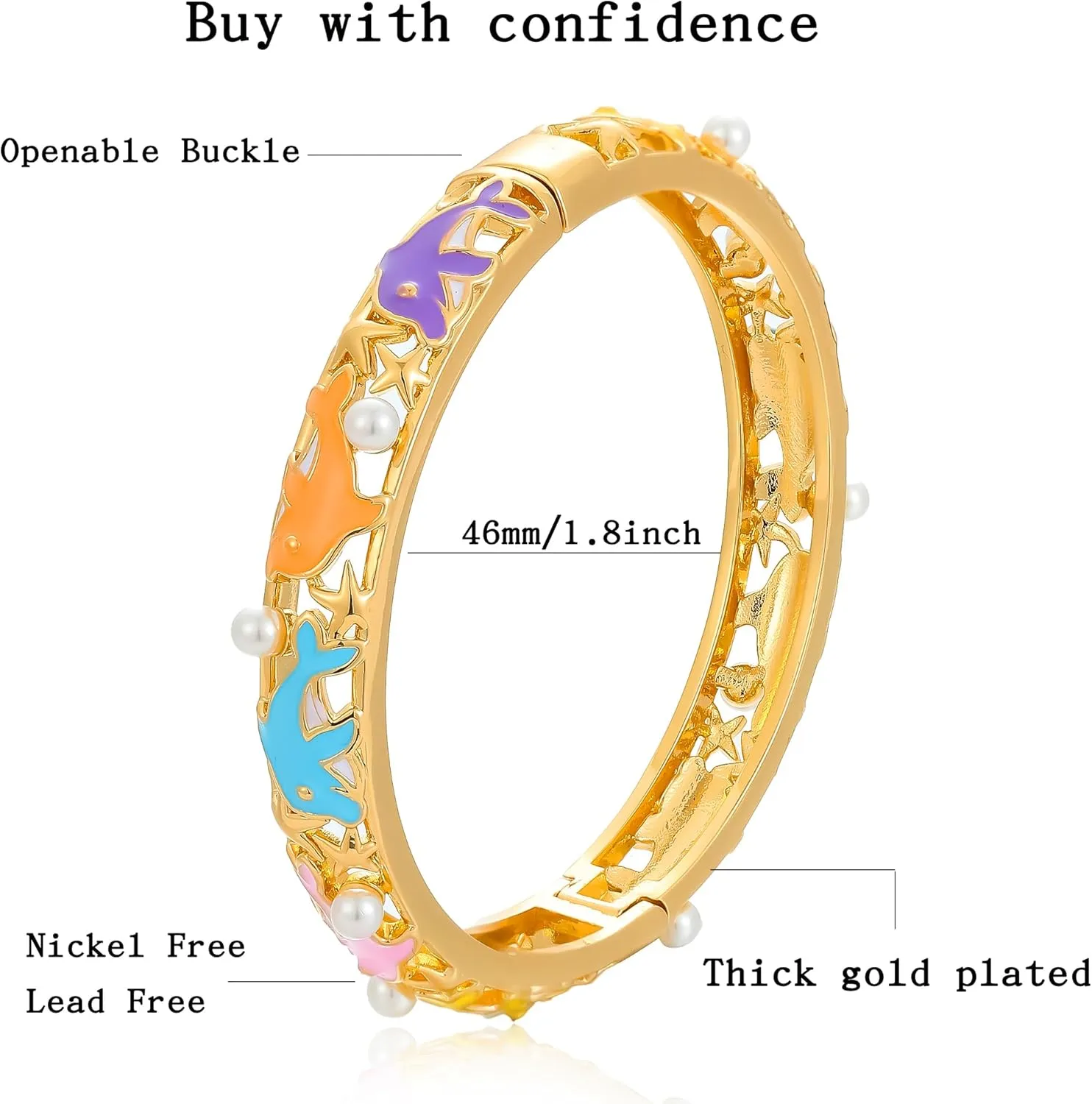 Ethlyn Gifts for girls Gold Plated Colorful Openable Kids Baby Girls Bangles Bracelets Birthday Christmas Gifts for 2years 4 years 5 years old girls