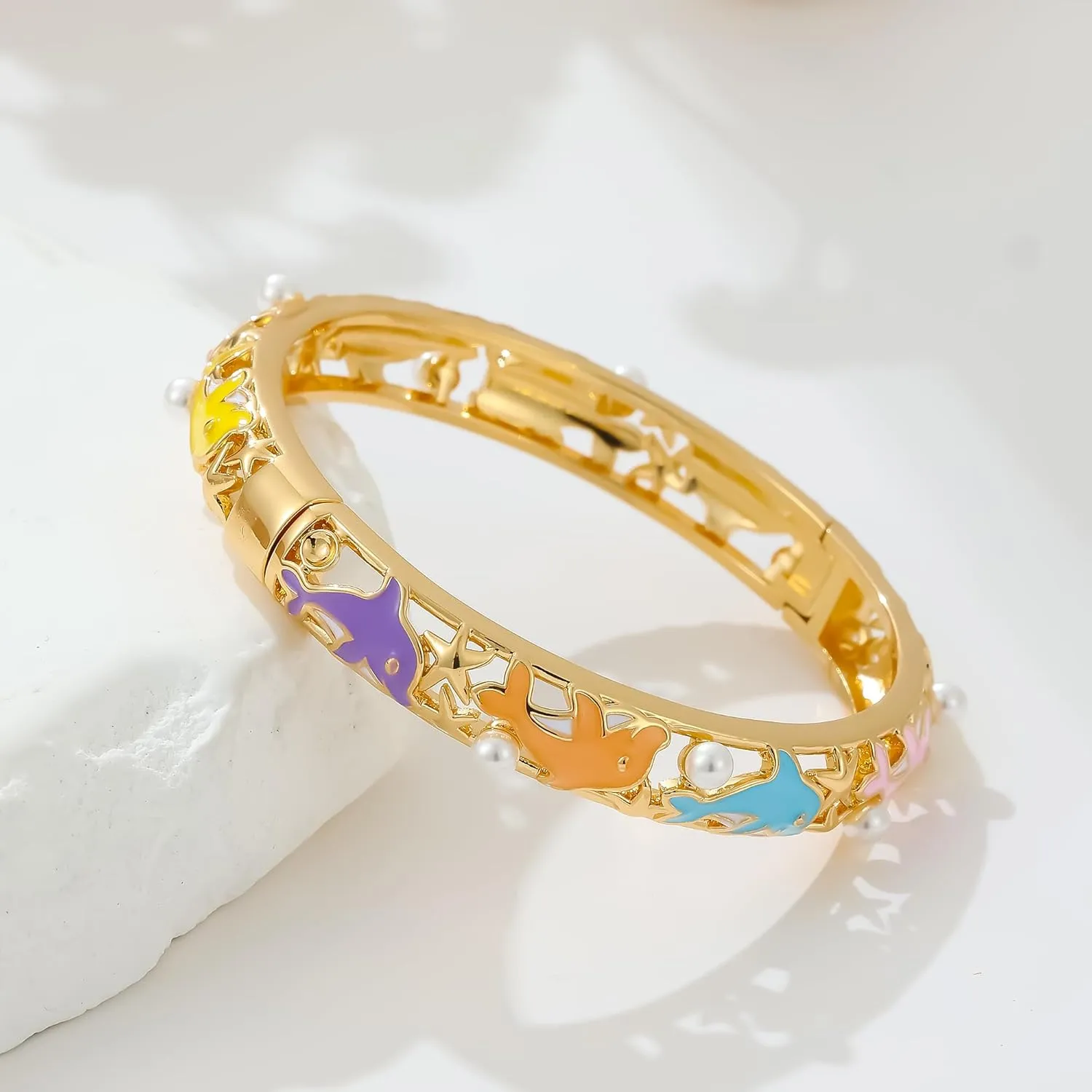Ethlyn Gifts for girls Gold Plated Colorful Openable Kids Baby Girls Bangles Bracelets Birthday Christmas Gifts for 2years 4 years 5 years old girls