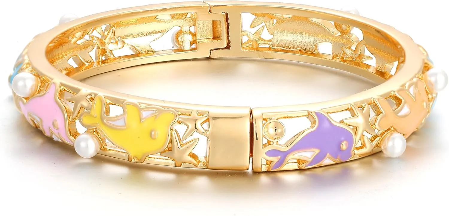 Ethlyn Gifts for girls Gold Plated Colorful Openable Kids Baby Girls Bangles Bracelets Birthday Christmas Gifts for 2years 4 years 5 years old girls