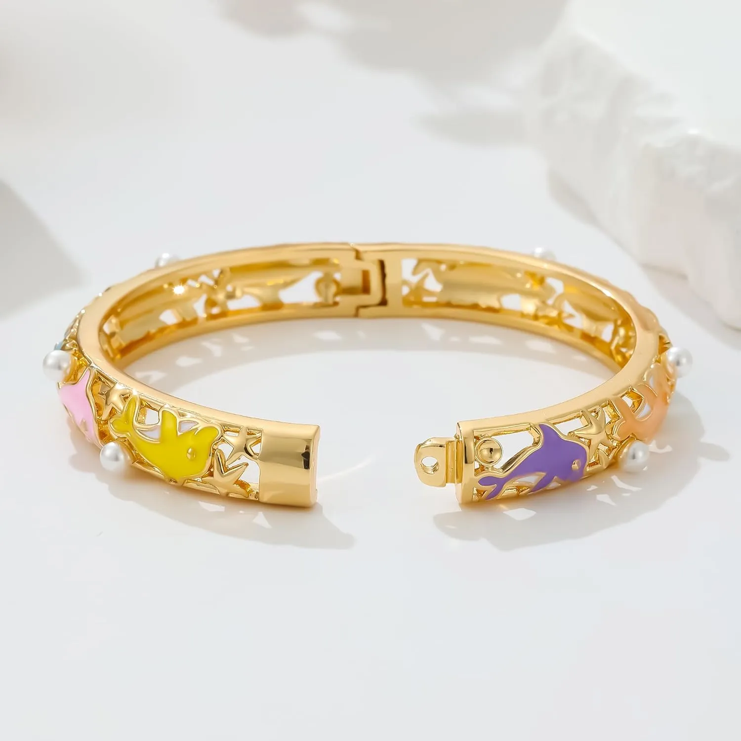 Ethlyn Gifts for girls Gold Plated Colorful Openable Kids Baby Girls Bangles Bracelets Birthday Christmas Gifts for 2years 4 years 5 years old girls