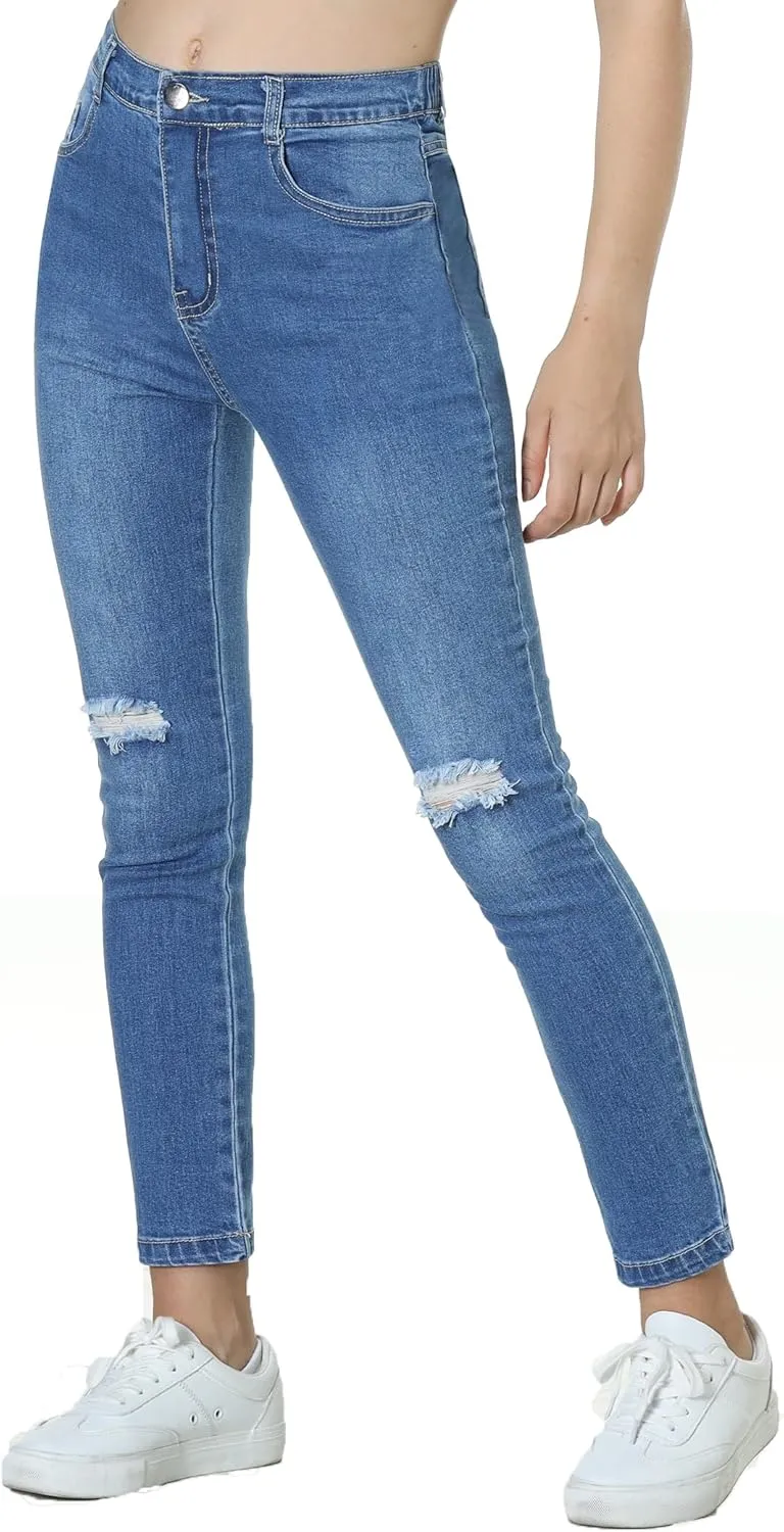 EXARUS Girls Jeans Wide Leg/Flare/Skinny Denim Pants Ripped Baggy High Waisted with Pockets Teen Casual Kids 6-14Y