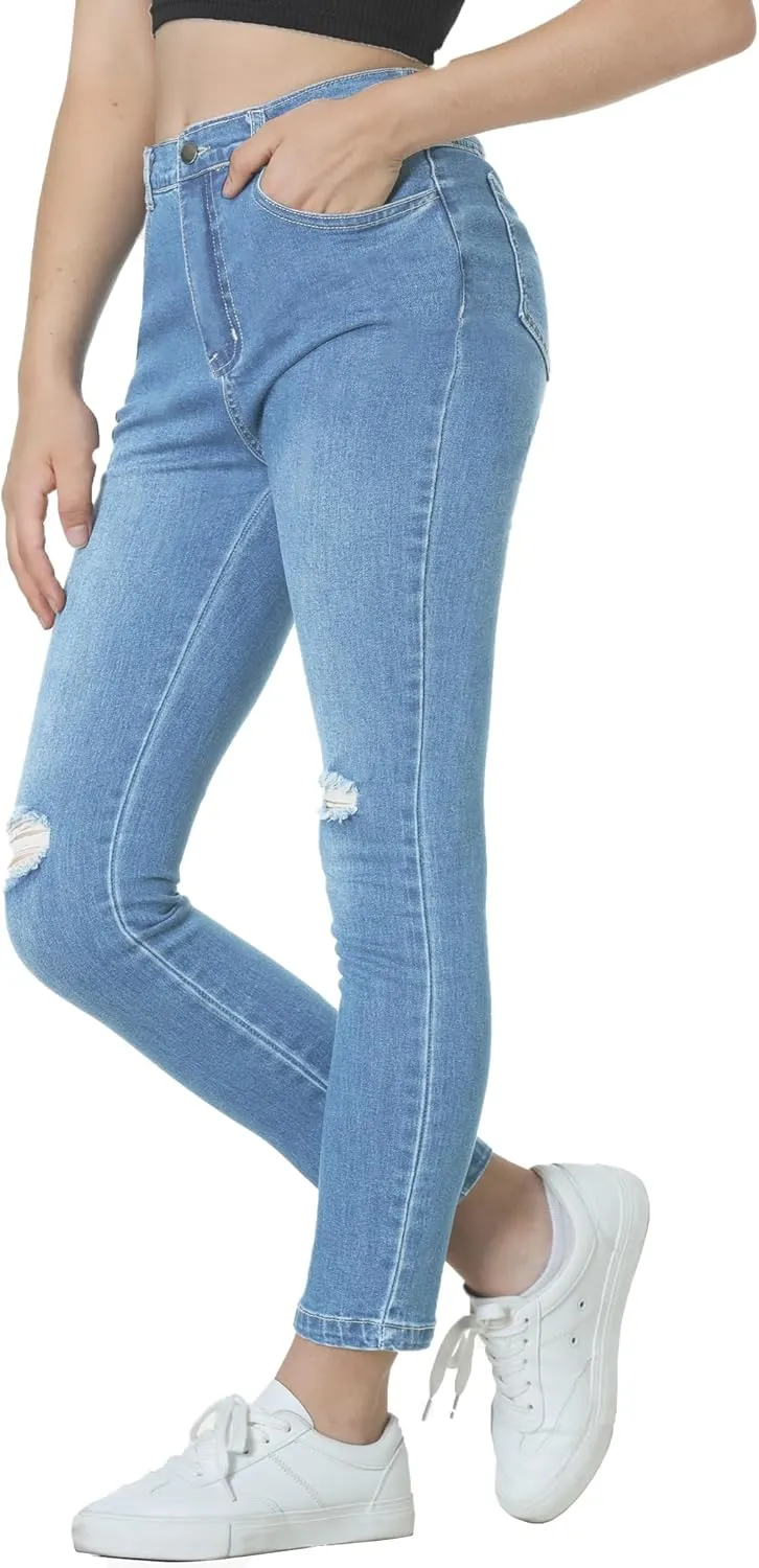 EXARUS Girls Jeans Wide Leg/Flare/Skinny Denim Pants Ripped Baggy High Waisted with Pockets Teen Casual Kids 6-14Y