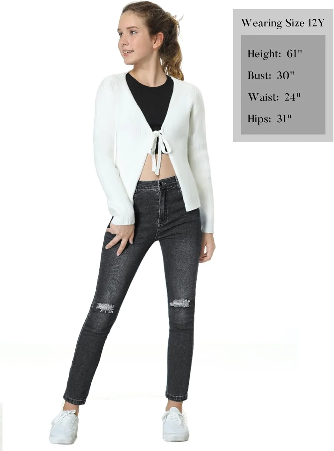 EXARUS Girls Jeans Wide Leg/Flare/Skinny Denim Pants Ripped Baggy High Waisted with Pockets Teen Casual Kids 6-14Y