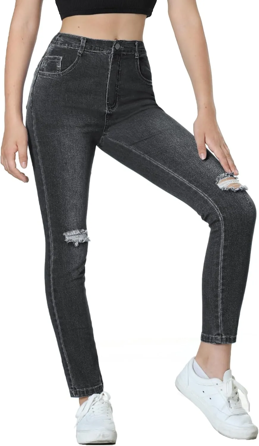 EXARUS Girls Jeans Wide Leg/Flare/Skinny Denim Pants Ripped Baggy High Waisted with Pockets Teen Casual Kids 6-14Y