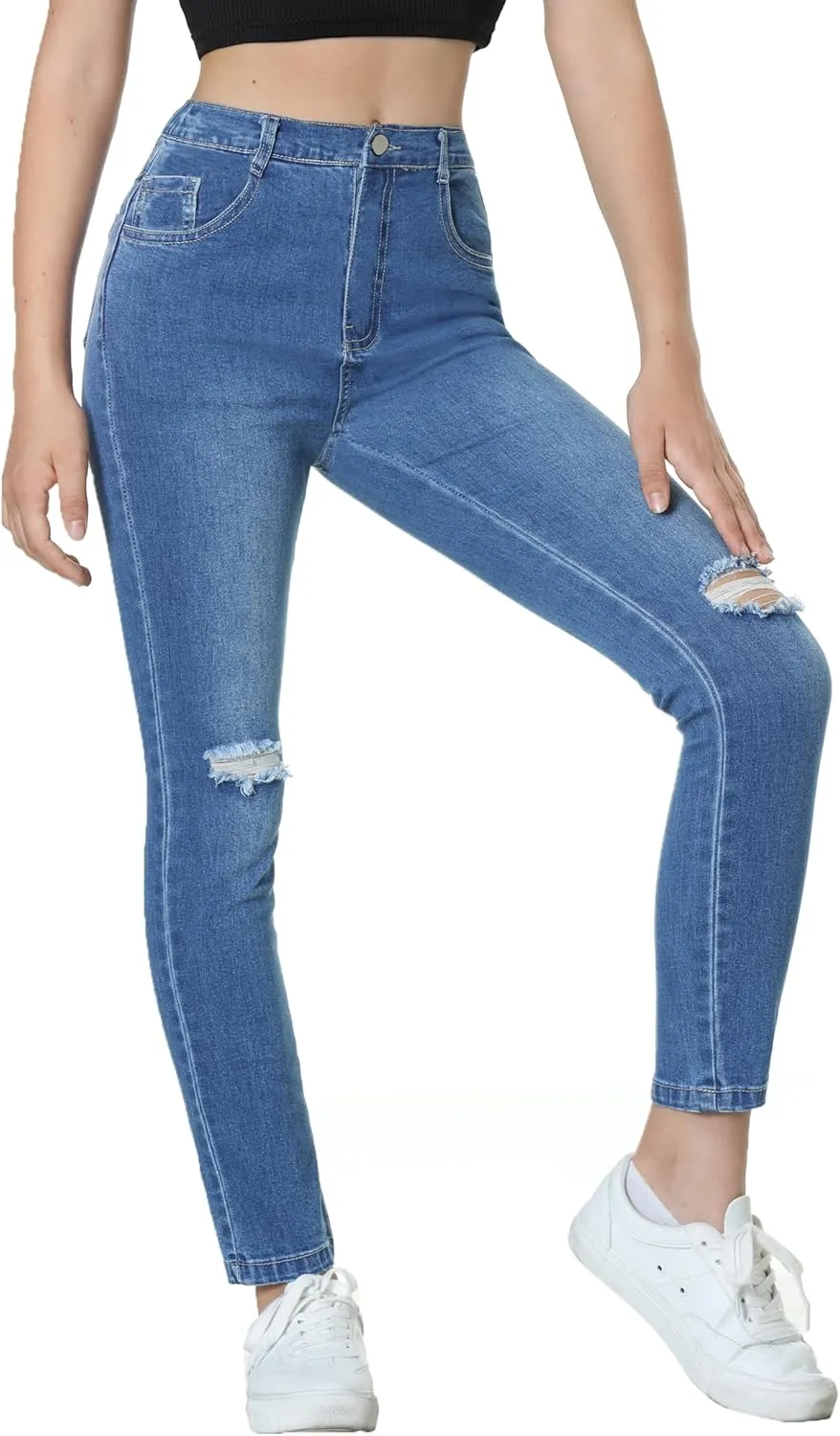 EXARUS Girls Jeans Wide Leg/Flare/Skinny Denim Pants Ripped Baggy High Waisted with Pockets Teen Casual Kids 6-14Y