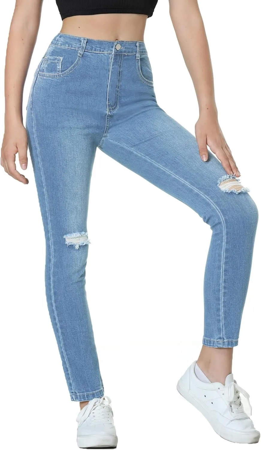 EXARUS Girls Jeans Wide Leg/Flare/Skinny Denim Pants Ripped Baggy High Waisted with Pockets Teen Casual Kids 6-14Y