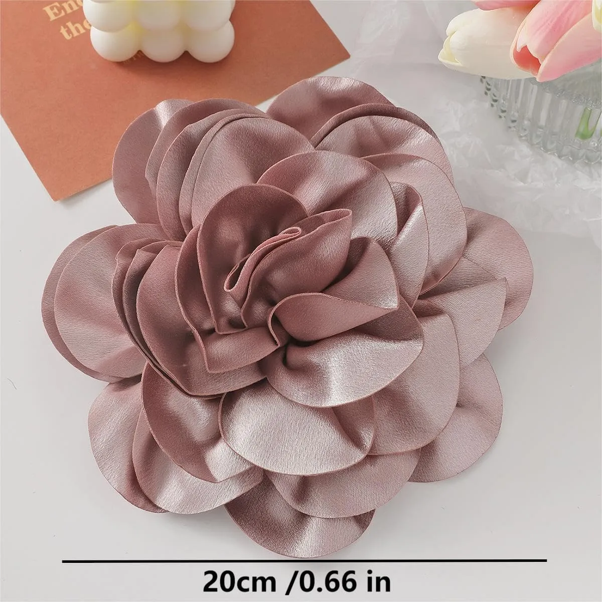 Fabric Flower Brooch for Women Large Flower Brooch Pin Dainty Satin Rose Brooch Camellias Flower Hair Clip Wedding Party Dance Banquet Jewelry