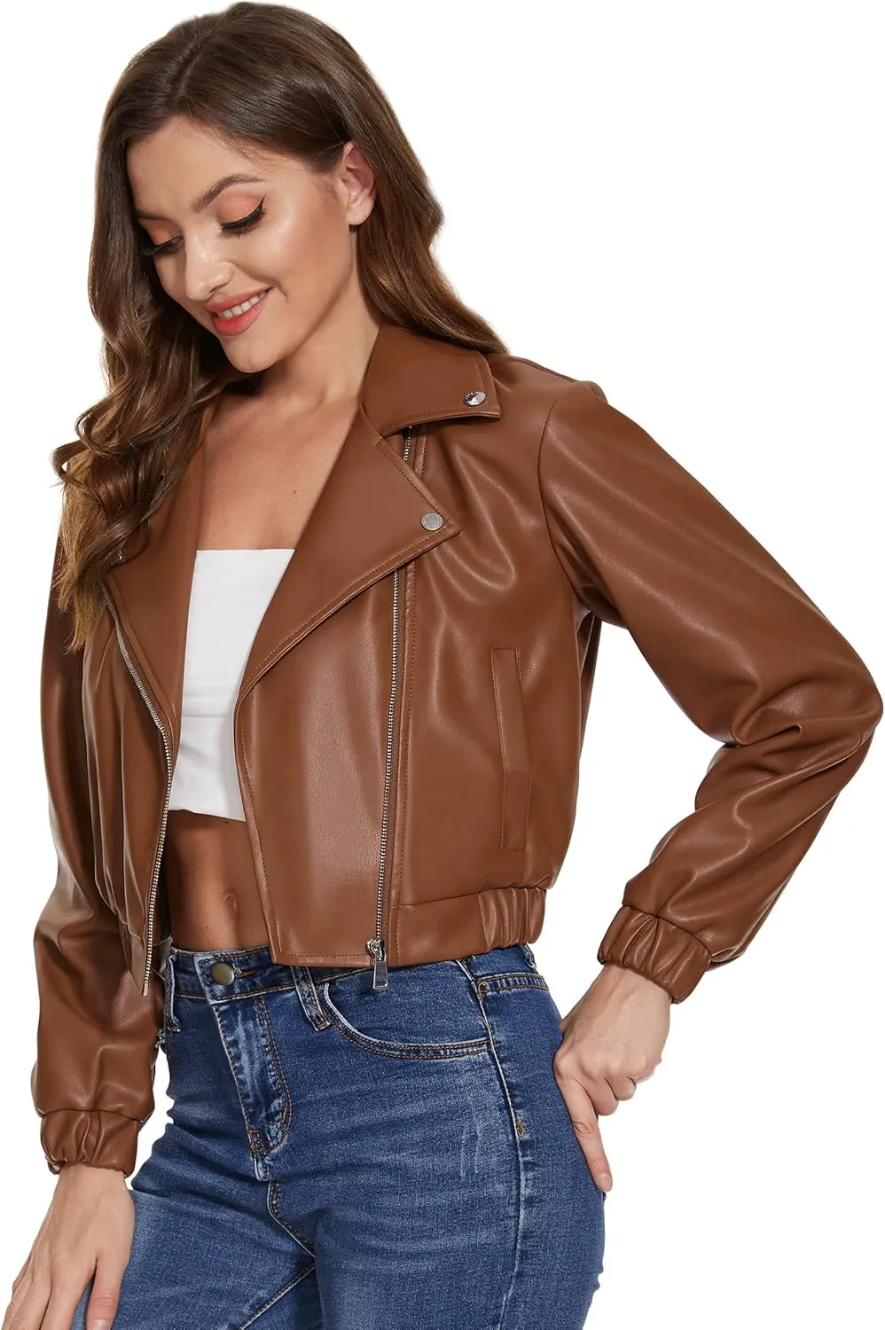 Fahsyee Faux Leather Jacket Women - Black Motorcycle Short Coat Moto Biker Blazer Casual Pleather Jackets Fashion S-XXL
