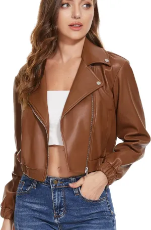 Fahsyee Faux Leather Jacket Women - Black Motorcycle Short Coat Moto Biker Blazer Casual Pleather Jackets Fashion S-XXL