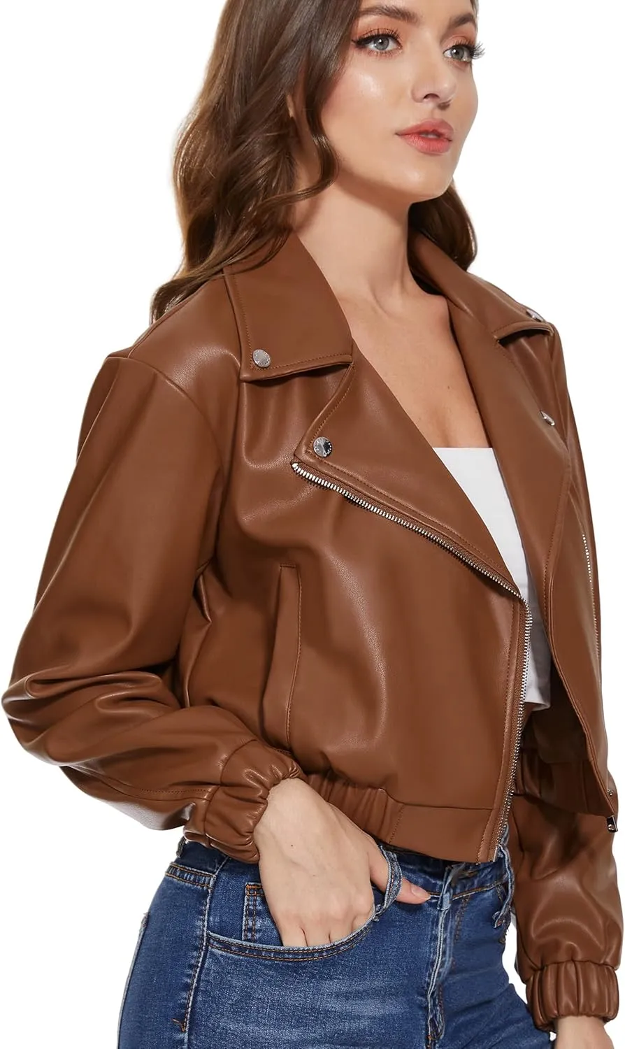 Fahsyee Faux Leather Jacket Women - Black Motorcycle Short Coat Moto Biker Blazer Casual Pleather Jackets Fashion S-XXL