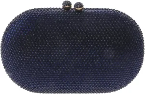 Fashion Satin Rhinestone Clutch Evening Bag / Magnetic Closure / Long Chain Strap / Navy Blue / Women's / Adult / Summer / Compact / Glamorous / Rectangular / 7.25"L x 4.5"H x 2.5"W