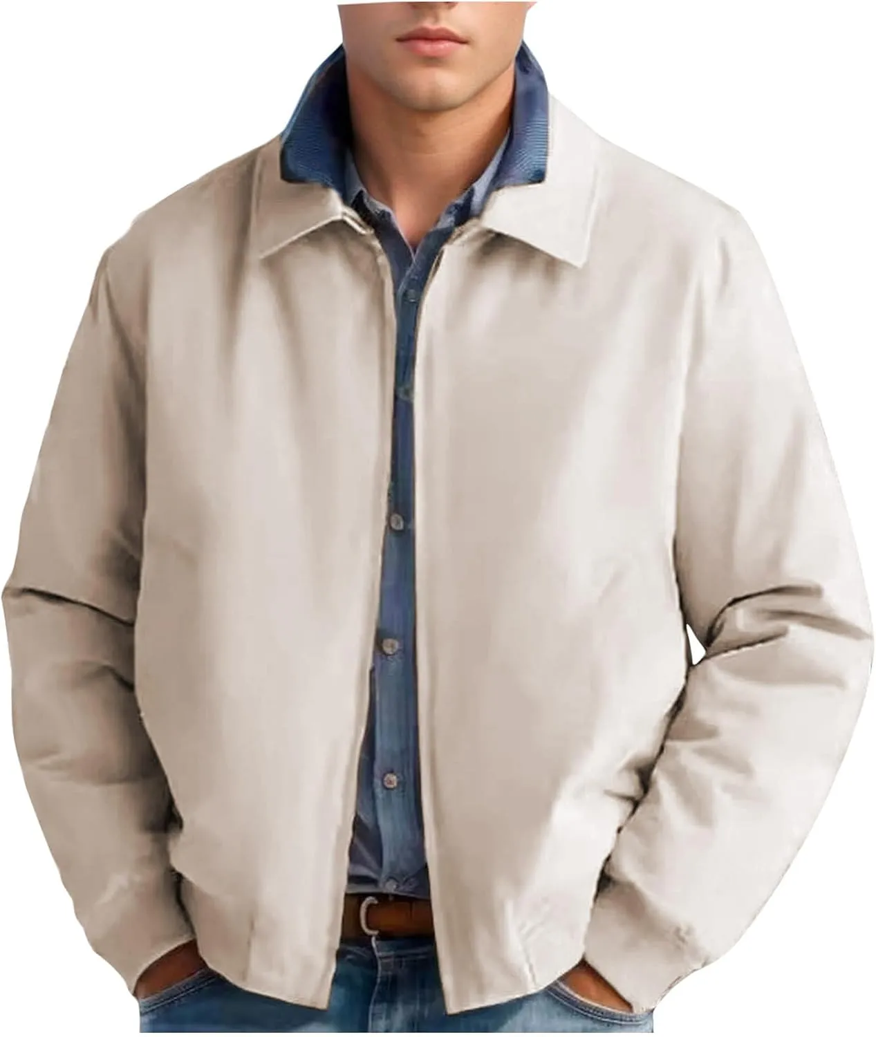 Finelylove Mens Lightweight Varsity Bomber Jacket Laydown Water Resistant Windbreaker Casual Stylish Spring Fall Jacket