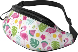 Flamingo Waist Bag With Adjustable Belt Bag Fanny Pack Bum Bag For Men Women Traveling Hiking Cycling Running Pattern-91
