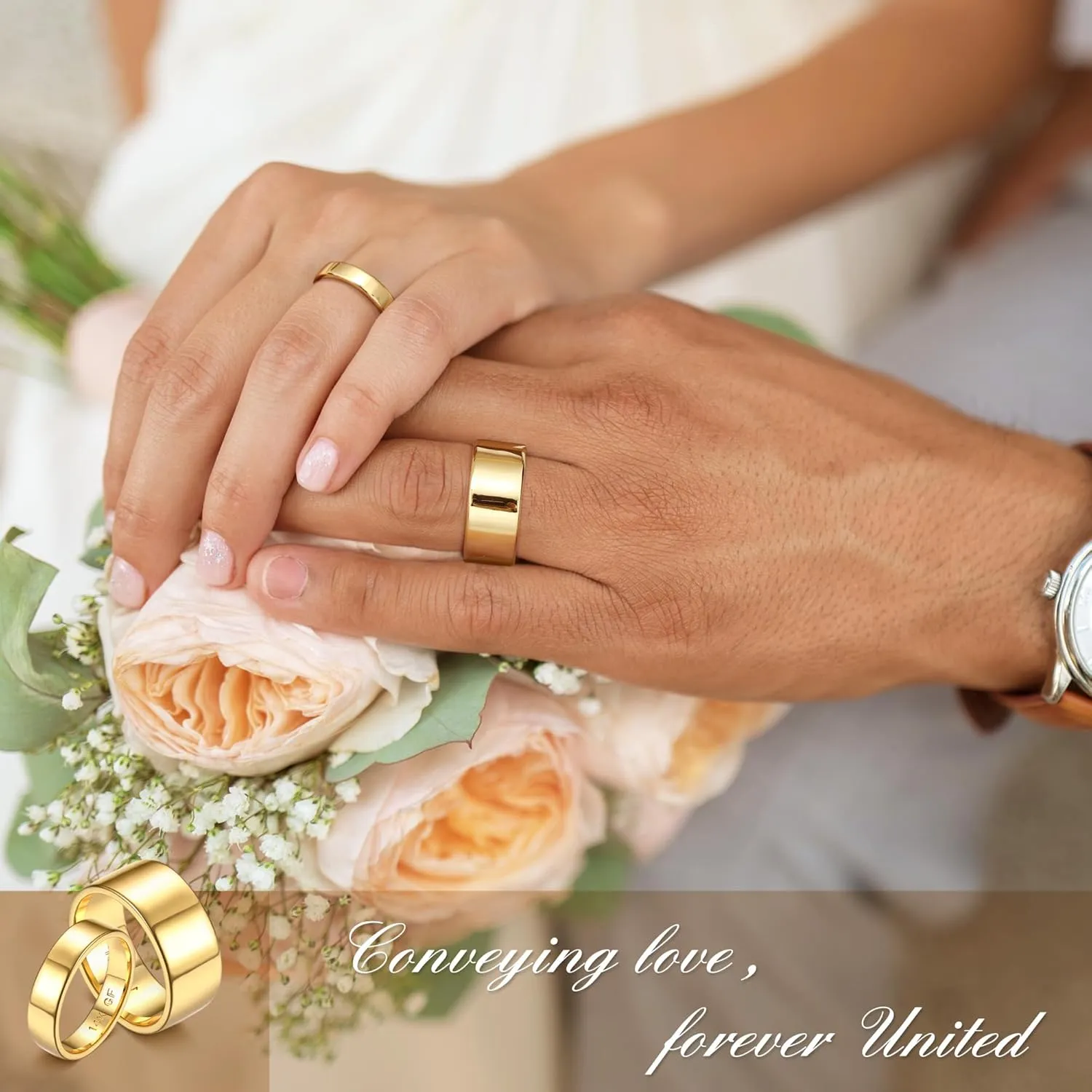 Florideco 14K Gold Filled Ring Gold Band Thick Thin Pinky Thumb Ring Gold Stacking Stackable Wedding Band Ring for Women Men Non Tarnish Comfort Fit Size 6 to 10