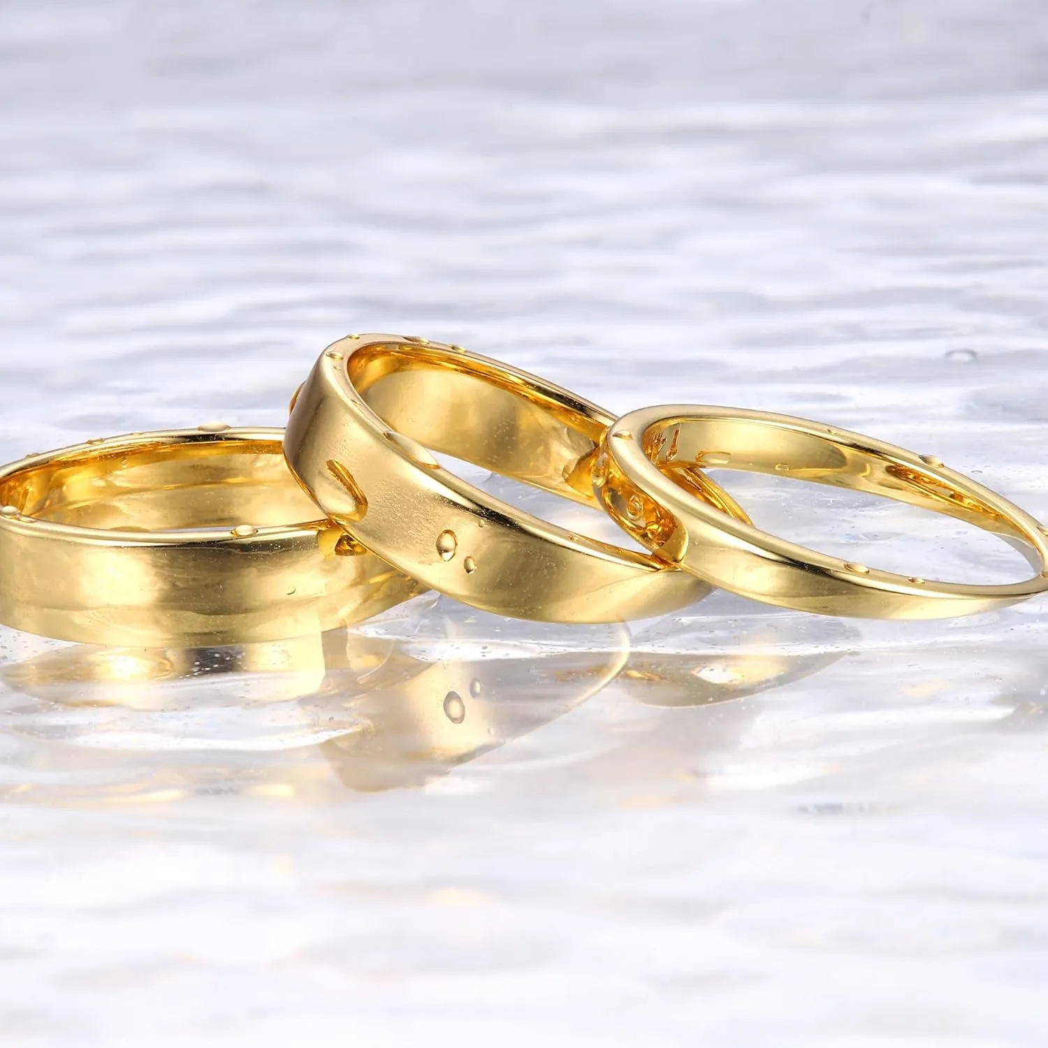 Florideco 14K Gold Filled Ring Gold Band Thick Thin Pinky Thumb Ring Gold Stacking Stackable Wedding Band Ring for Women Men Non Tarnish Comfort Fit Size 6 to 10