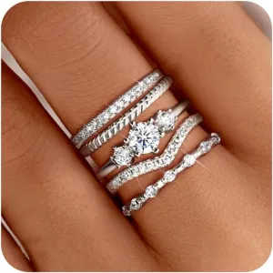 Florideco Stackable Gold Rings for Women 14K Gold Plated Minimalist Non Tarnish Cubic Zirconia Thumb Ring Set Dainty Gold Knuckle Ring Trendy Statement Stacking Rings Set Size 5-10