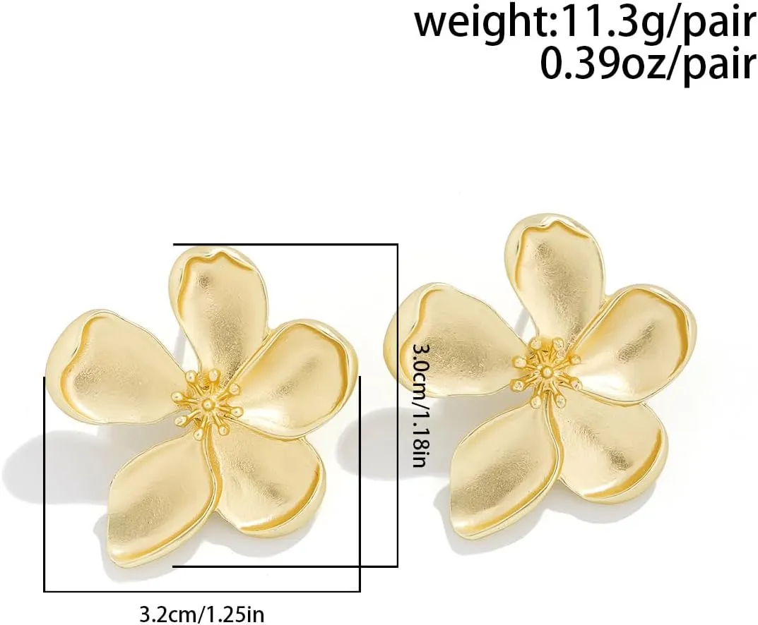 Flower Earrings for Women Big Statement Earrings for Women Floral Earrings Daisy Earrings Pink Gold Silver Orange Black White Flower Stud Earrings Summer Spring Fancy Earrings