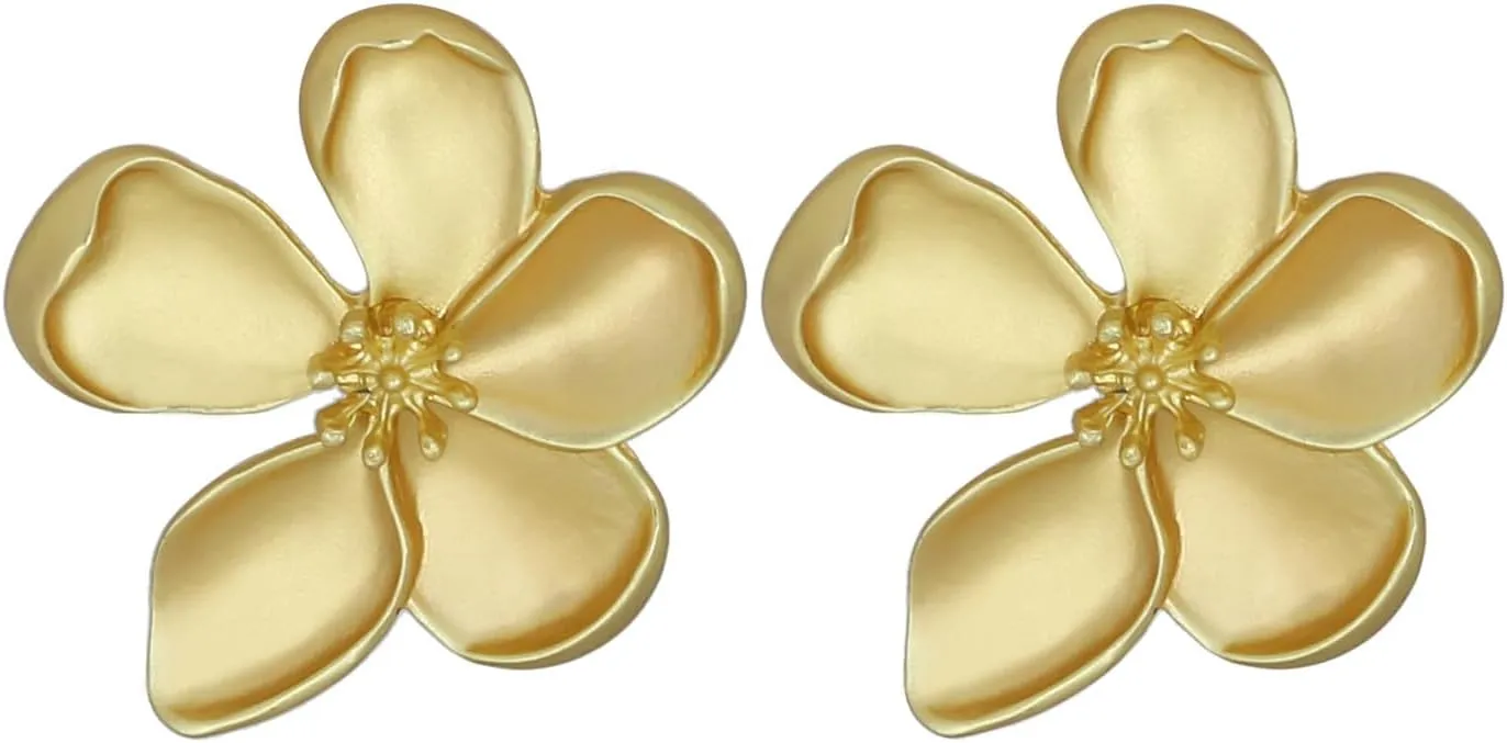Flower Earrings for Women Big Statement Earrings for Women Floral Earrings Daisy Earrings Pink Gold Silver Orange Black White Flower Stud Earrings Summer Spring Fancy Earrings