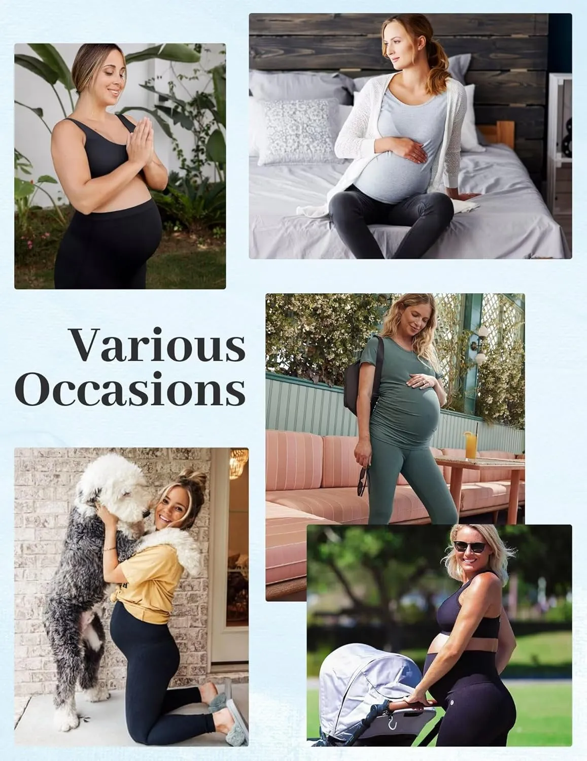 Fotociti 2 Pack Maternity Leggings With Pockets Over The Belly,Womens Pregnancy Workout Yoga Active Soft Tights Pants