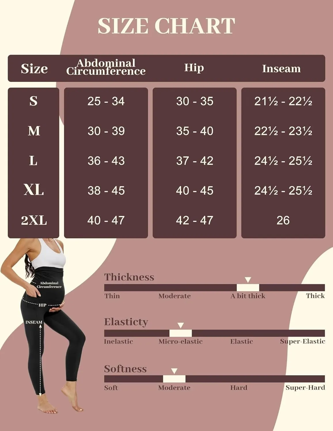 Fotociti Fleece Lined Maternity Leggings with Pockets Over The Belly,Pregnancy Thermal Warm Workout Yoga Pants