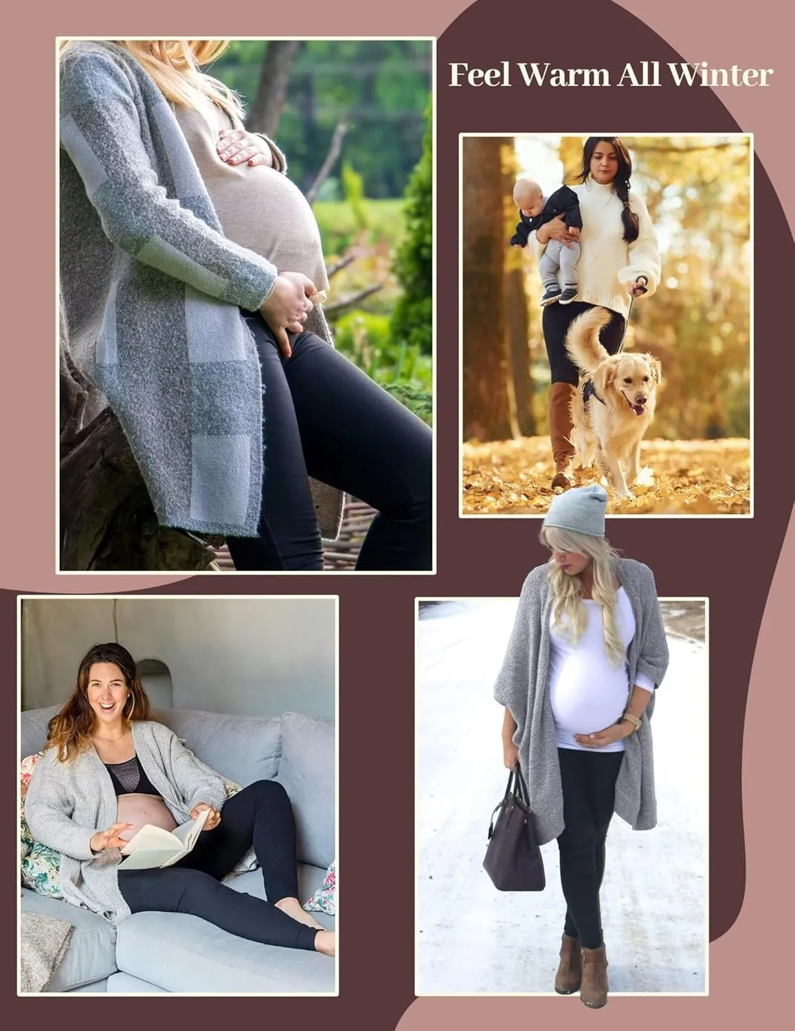 Fotociti Fleece Lined Maternity Leggings with Pockets Over The Belly,Pregnancy Thermal Warm Workout Yoga Pants
