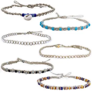 FROG SAC 6 Hemp Necklaces for Men and Women Braided with Natural Hemp Cord, White Puka Chips and Wood Beads - Unisex Beaded Hemp Necklace - Quality Hemp Jewelry