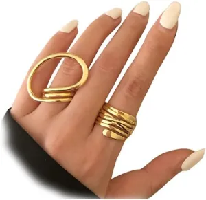 FUTIMELY Chunky Gold Thumb Rings for Women Silver Statement Joint Rings Open Knuckle Finger Rings Minimalist Jewelry Accessories