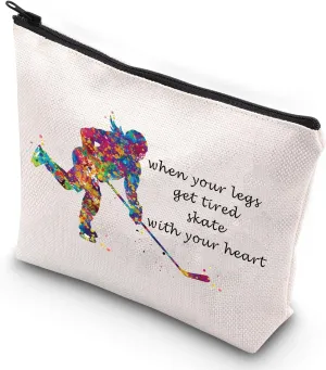 G2TUP Ice Hockey Cosmetic Bag Hockey Player Makeup Case Gift For Girls When Your Legs Get Tired Skate With Your Heart