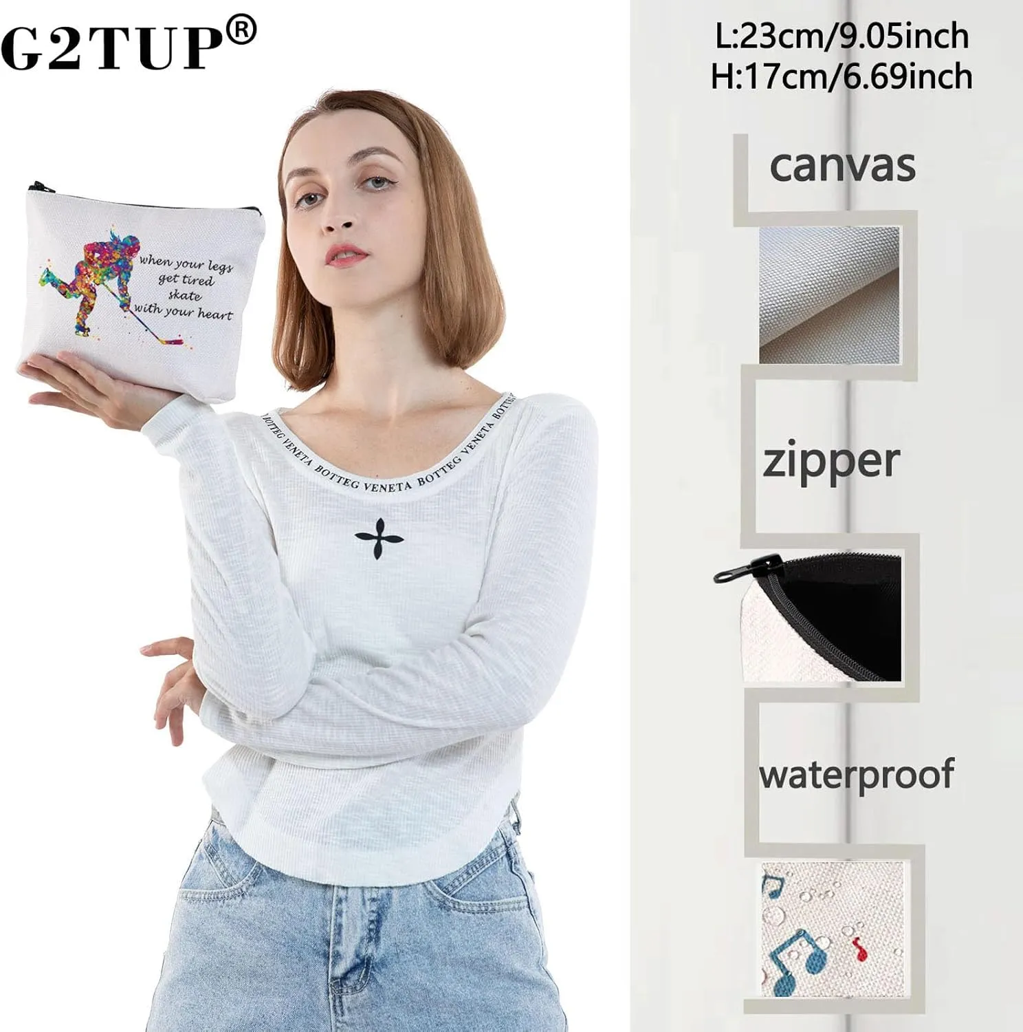 G2TUP Ice Hockey Cosmetic Bag Hockey Player Makeup Case Gift For Girls When Your Legs Get Tired Skate With Your Heart