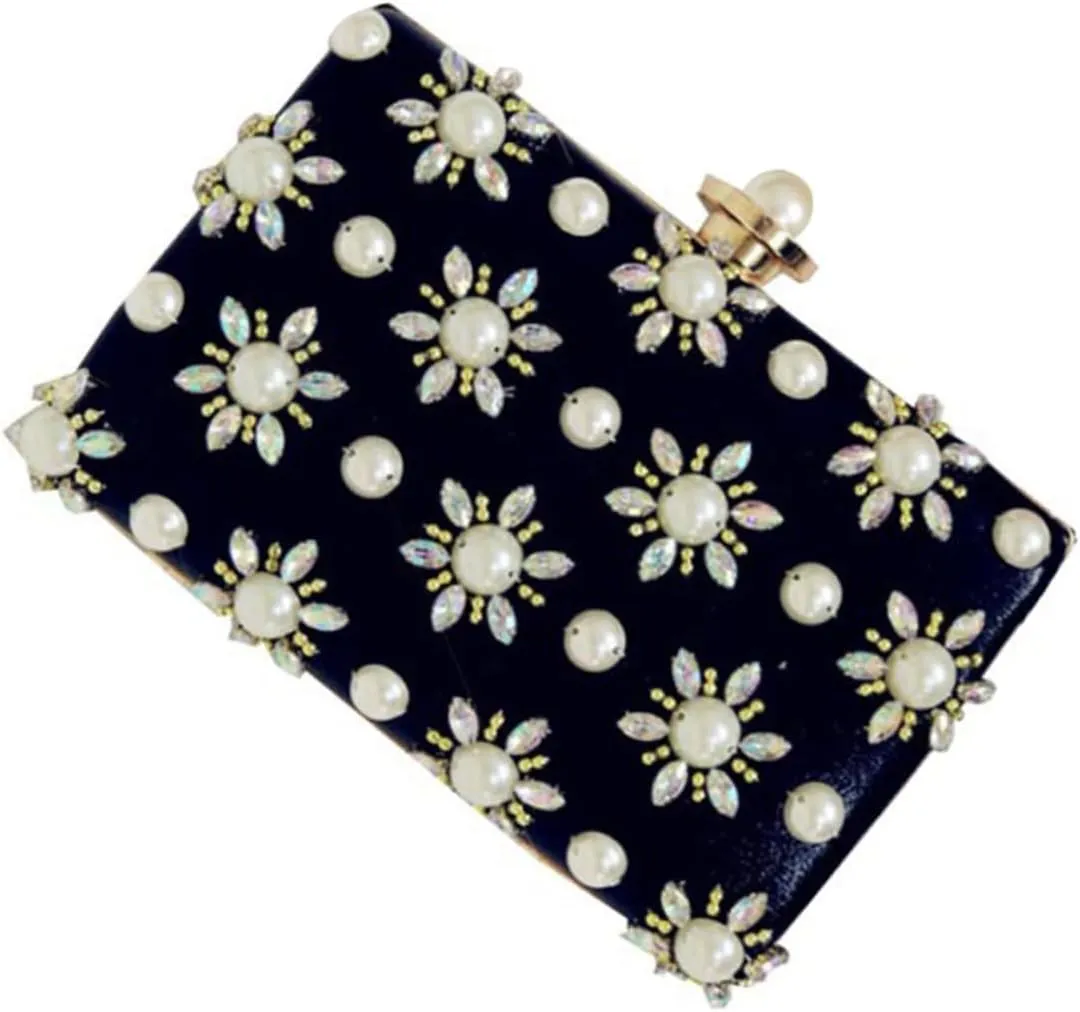GALPADA Glamorous Evening Bag Women's Pearl Clutch Polyester Pu Waterproof for Wedding Party Family Reunion Prom Banquet Cocktail