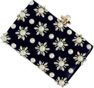 GALPADA Glamorous Evening Bag Women's Pearl Clutch Polyester Pu Waterproof for Wedding Party Family Reunion Prom Banquet Cocktail